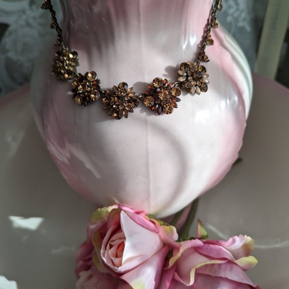 Vintage VCLM Amber rhinestone necklace with matching earrings - Picture 2 of 9